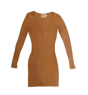 Sophie Button Up Mini Dress Brown thumbnail 4