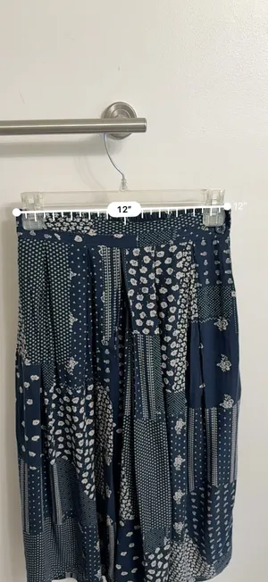 PRE-OWNED Pop England Blue Patchwork Culottes Wide Leg w/ Pockets Pants 1 thumbnail 12