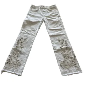 FREE PEOPLE Women’s Ivory Denim Cut-Out Stretch SKINNY JEANS 29 thumbnail 2