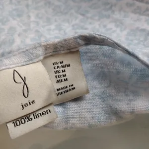 Joie 100% Soft Linen White Blue Ditsy Floral Cap Sleeve Drape Slub Knit Blouse thumbnail 5