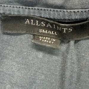 AllSaints Emlyn‎ Stud Tee V-Neck T-Shirt Studded Top Gray Small thumbnail 5