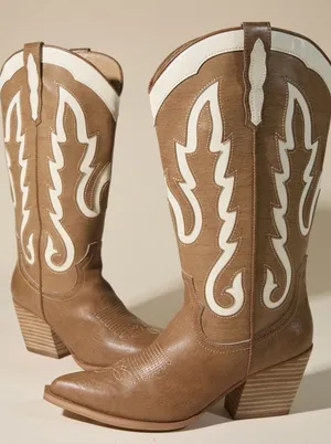 Mi.iM Ida Cutout Western Boot Wide Width Brown Size 9 thumbnail 1