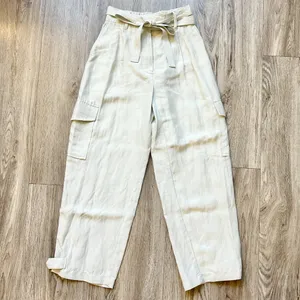Aritzia Wilfred Kafka Linen High Rise Cargo Coastal Pants in Sand Cream Size 0 thumbnail 2