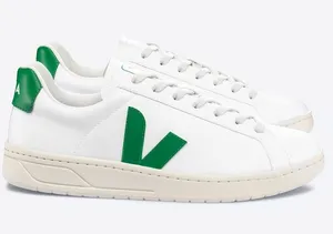 Veja Campo Leather Sneakers in White with Emerald Green size 5 thumbnail 1