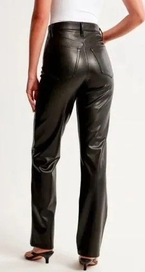 Abercrombie & Fitch The '90s Straight Ultra High Rise Vegan Leather Curve Pant 2 thumbnail 2