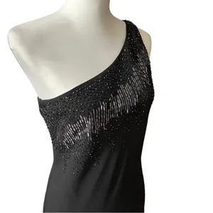 Escada One Shoulder Long Embellished Evening / Event Formal Dress Sz Small thumbnail 13
