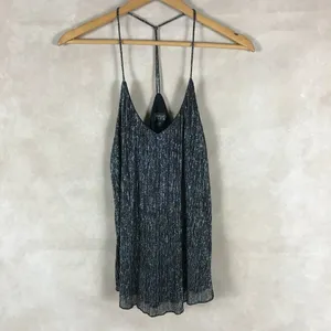 TopShop T-back Silver Metallic Drapey Tank Top Size 4 thumbnail 11