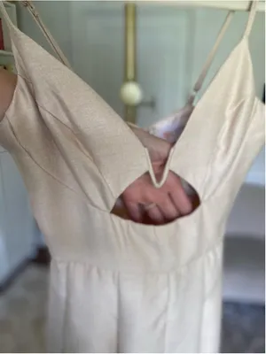 L’ATISTE Champagne Cutout Wide‎ Leg Jumpsuit Romper Wedding Guest Cocktail Glam thumbnail 5
