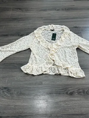 Wild Fable Women's Ivory Floral Lace Ruffle Button Cardigan Large thumbnail 2