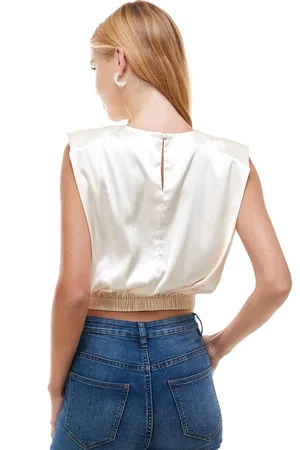 TCEC | NWOT | Satin Muscle Top | M | Champagne | CT7484 thumbnail 5