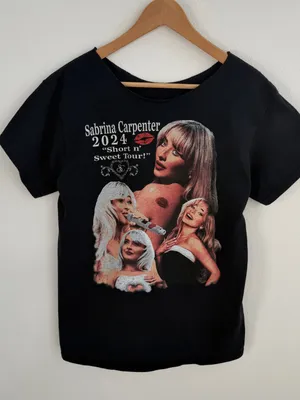 Sabrina Carpenter Short n’ Sweet Tour 2024 Graphic Off the Shoulder T-Shirt thumbnail 1