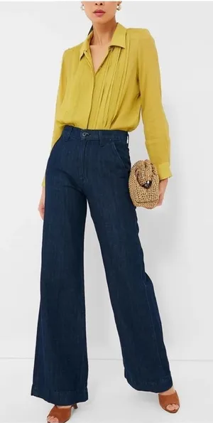 NWT Tuckernuck Chartreuse Natalia Blouse medium thumbnail 1