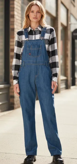 NWT DICKIES Women's Relaxed Fit Bib Overalls Medium Wash Blue Small thumbnail 1