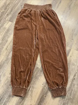 Anthropologie Gloria Velvet Jogger Taupe Size SMALL thumbnail 9