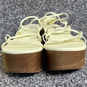 x Free People Platform Sandals Womens 8 Cream Lace Up Wedges thumbnail 6