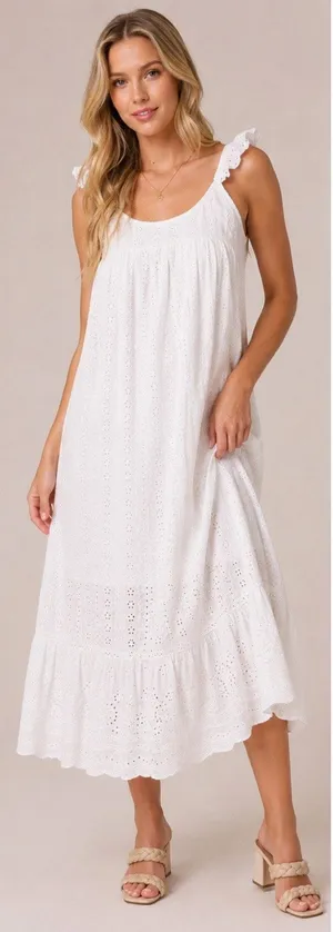B.O.G NWT Band of Gypsies Collective Prairie Wind Eyelet Midi Dress Oversized S thumbnail 1