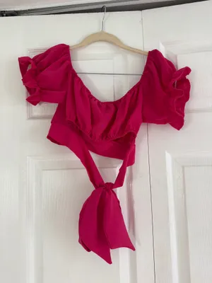 Shein Pink Top Tie Back Crop thumbnail 2