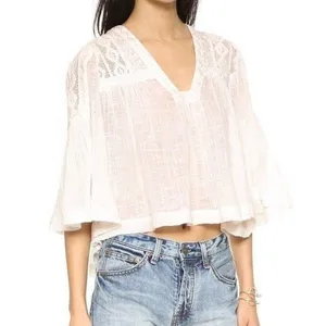 Free People 3/4 Sleeve Blouse In Lavender thumbnail 1