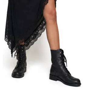 Vintage Frye 90s Y2K USA Black Leather Moto Combat Boots Grunge 9.5 M Goth Biker thumbnail 1