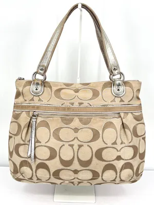 Coach Poppy Metallic Signature C Sateen Glam Y2K Large Hobo Shoulder Tote thumbnail 9