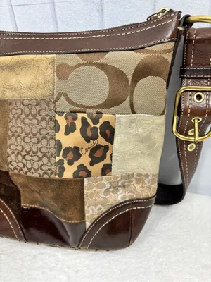 Vintage Coach Y2K Patchwork Signature Leather Suede Crossbody Bag thumbnail 4