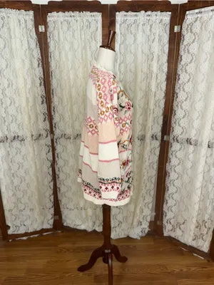 Pretty Vintage 90s Heirloom Collectible Ramie Cotton Tunic Sweater thumbnail 2