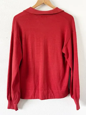 Peter Millar Goldie Red Silk Blend Collared V-Neck Sweater Pullover thumbnail 9