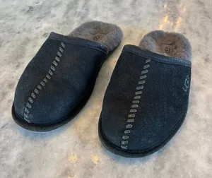 UGG Charcoal Suede Shearling Mule Slippers thumbnail 1