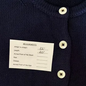 CAROLINE CONSTAS Navy Blue Cotton Cropped Cardigan Sweater Quiet Luxury Medium thumbnail 13