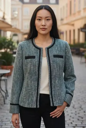DAISY FUENTES Tweed Blazer Jacket  Lined Size Large thumbnail 1