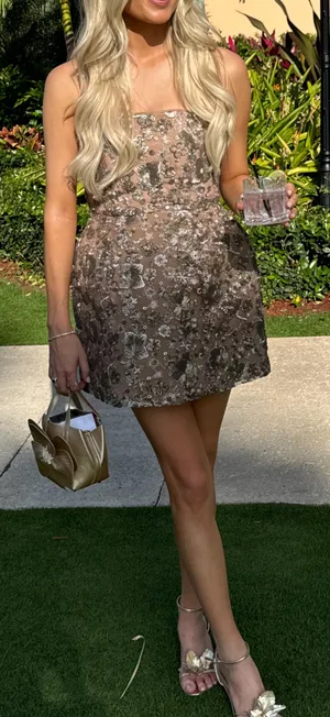 Revolve Vespera Mini Dress in Gunmetal NBD thumbnail 3