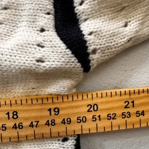 V Neck Striped Knit Sweater Cream Navy Blue‎ M Eyelet coastal fisherman nautical thumbnail 2