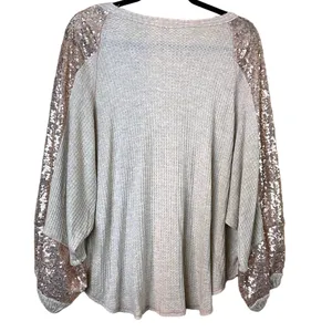 Hummingbird Waffle Design Sequined Dolman Sleeve Top thumbnail 7