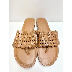 ALI MACGRAW Sandals Womens Size 8 Leather‎ Wren Woven Slip On Shoes thumbnail 2