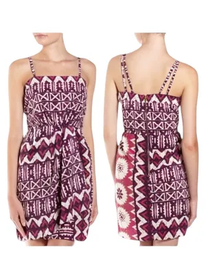 Anthropologie x Yoana Baraschi 𖣨 Tribal Print Faux Wrap Dress 𖣨 Pink Red 𖣨 8 thumbnail 5