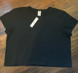 Victoria's Secret PINK Black Short Sleeve Crop Top Tee thumbnail 1