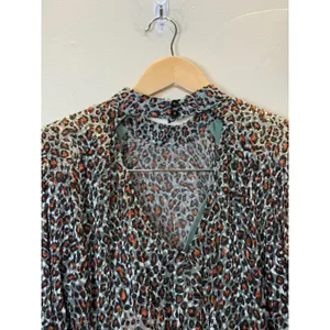 Scotch & Soda Leopard Print Mini Dress Women 34 Multicolor Mock Neck Sheer Party thumbnail 9