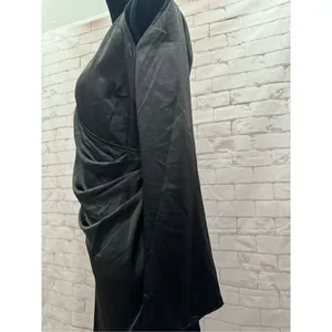 Black Cold Shoulder Long‎ Sleeve Mini Dress Wrap V Neck Cocktail thumbnail 11