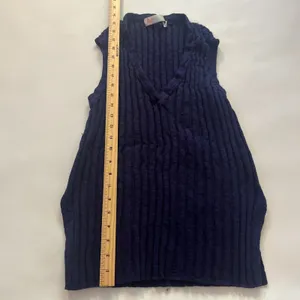 Small FP Free People Beach Veda Navy Ribbed V-Neck Sweater Vest Tank Top thumbnail 6