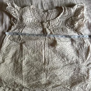 Jennifer & Grace Cream Cotton Eyelet Lace Blouse L Romantic Prairie Cottagecore thumbnail 6