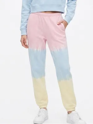 Spiritual Gangster Perfect Terry Sweatpants Pink Blue Yellow Ombre Jogger Size S thumbnail 1