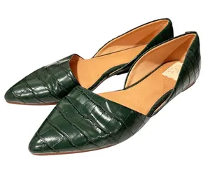 J. Crew Croc-Embossed Pointed Slip-Ons in Academic Green Size 7 thumbnail 1