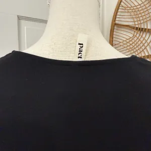 Pact Organic Cotton Black Dress‎ Sz S V-Neck Minimalist LBD Capsule Sustainable thumbnail 4
