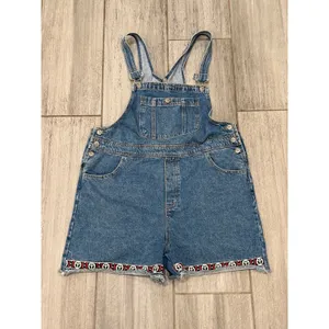 Santa Barbara Denim Shortalls Womens Large Blue Peace Symbol Streetwear Y2K thumbnail 2