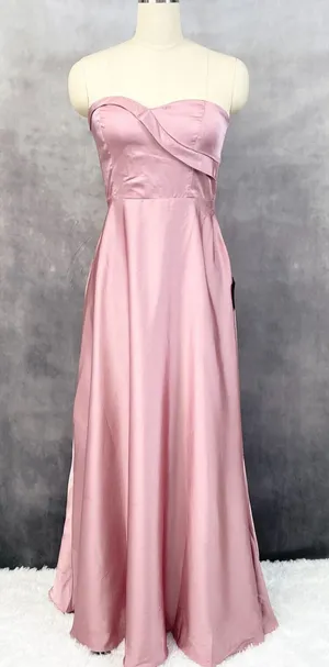 Lulus Real Romantic Satin‎ Dress Womens Medium Pink Rose Prom Bridesmaid Dressy thumbnail 1