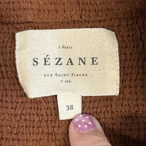 Sézane Selena Tiered Mini Dress Womens 38 US 6 Brown Tie Neck Tunic Top Stretch thumbnail 3