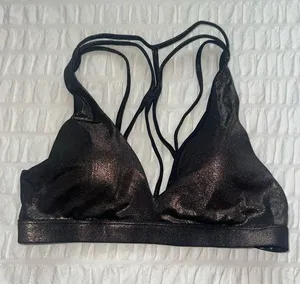 PINK Victoria's Secret Shimmery Black Strappy Bralette thumbnail 1