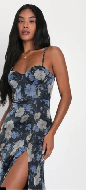 LULUS Bustier Sexy Floral Prom Wedding Chic Elegant Maxi Dress thumbnail 1