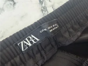 Zara Black Elastic-Waist Wide Leg Pants thumbnail 6