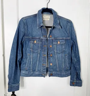 Madewell The Shrunken Stretch Jean Denim Jacket Classic Style Layering Blue S thumbnail 1